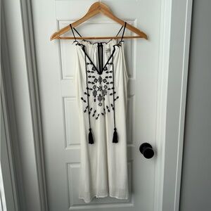 White Dress with Black Embroidery